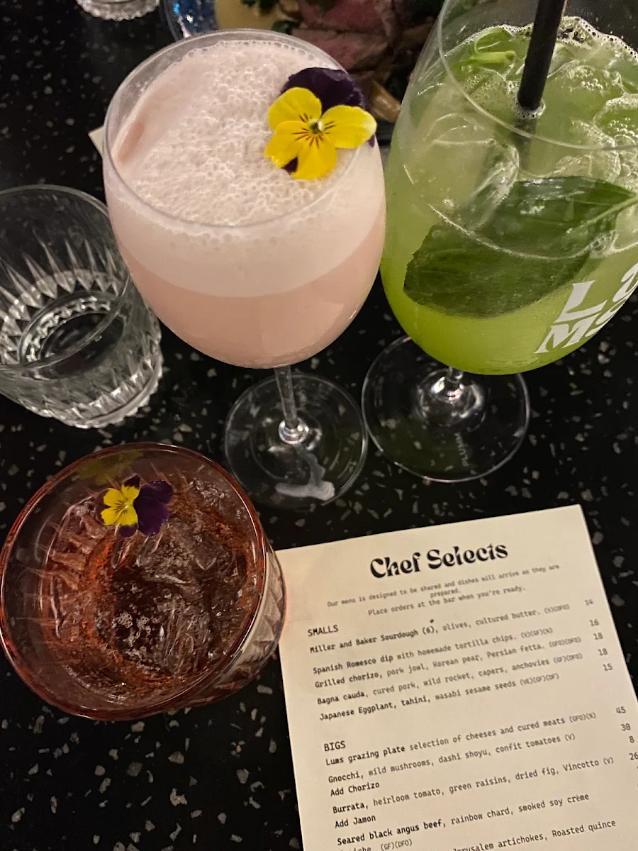 Menu, Lums Wine Bar
