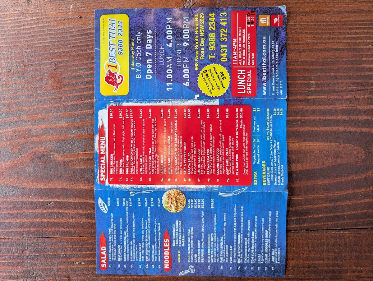 Menu, 1 Best Thai