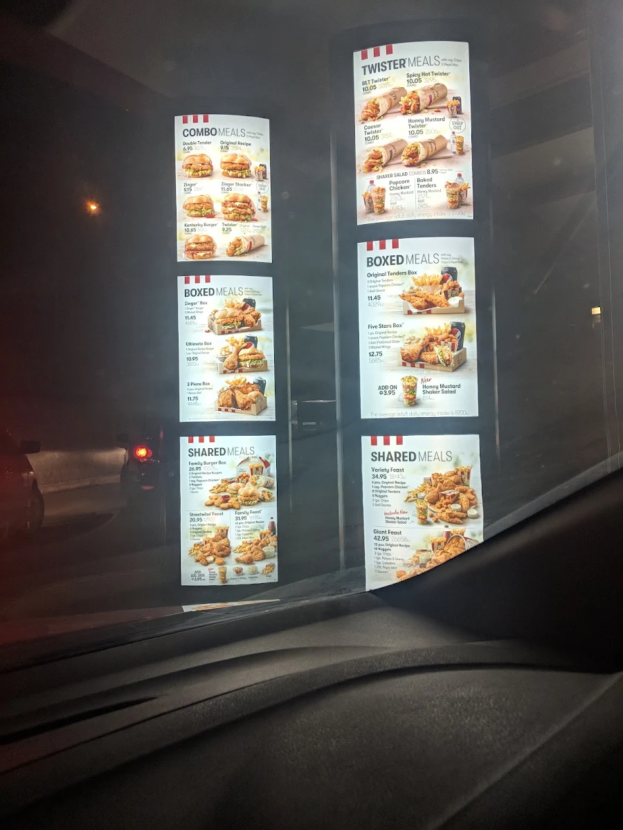 Menu, KFC Ormeau