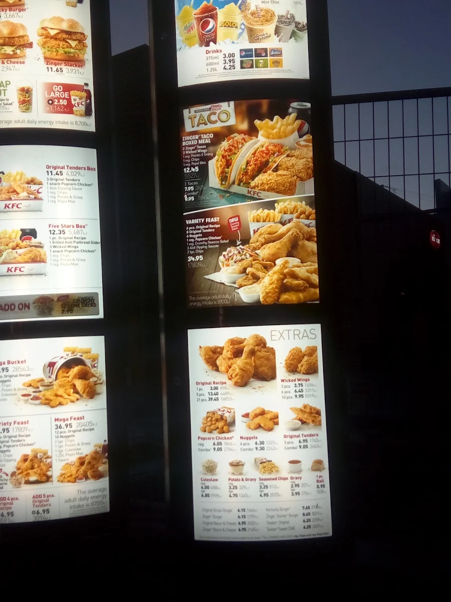 Menu, KFC Ormeau
