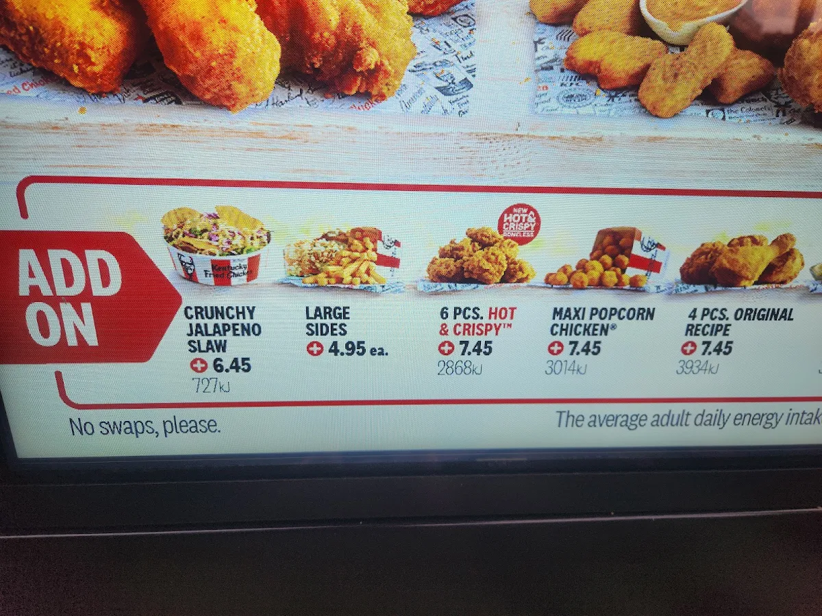 Menu, KFC Ormeau