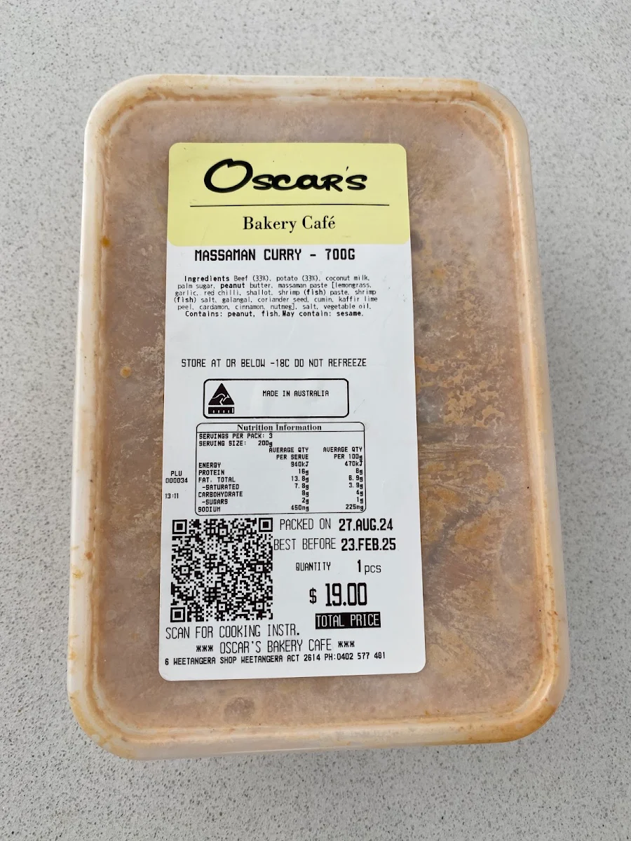 Menu, Oscar's Bakery Cafe
