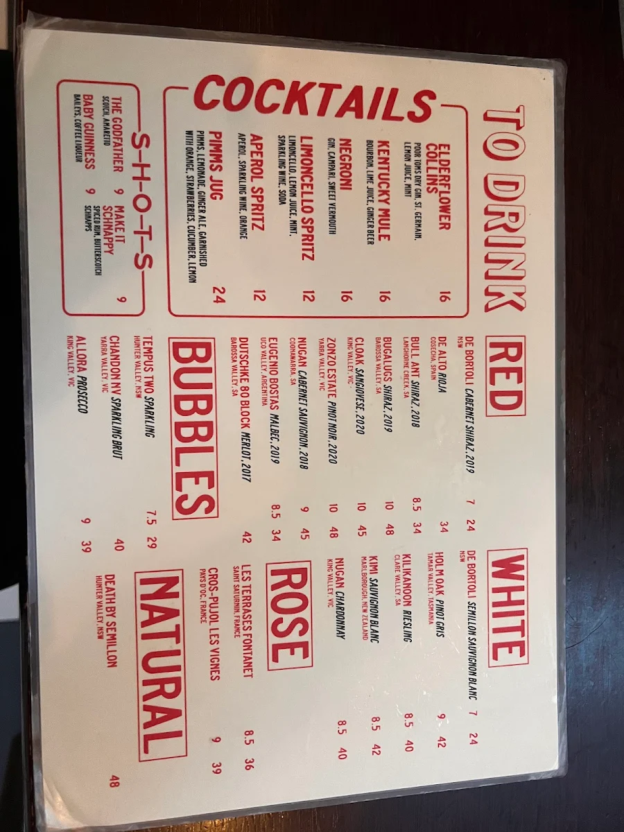 Menu, Forest Lodge Hotel