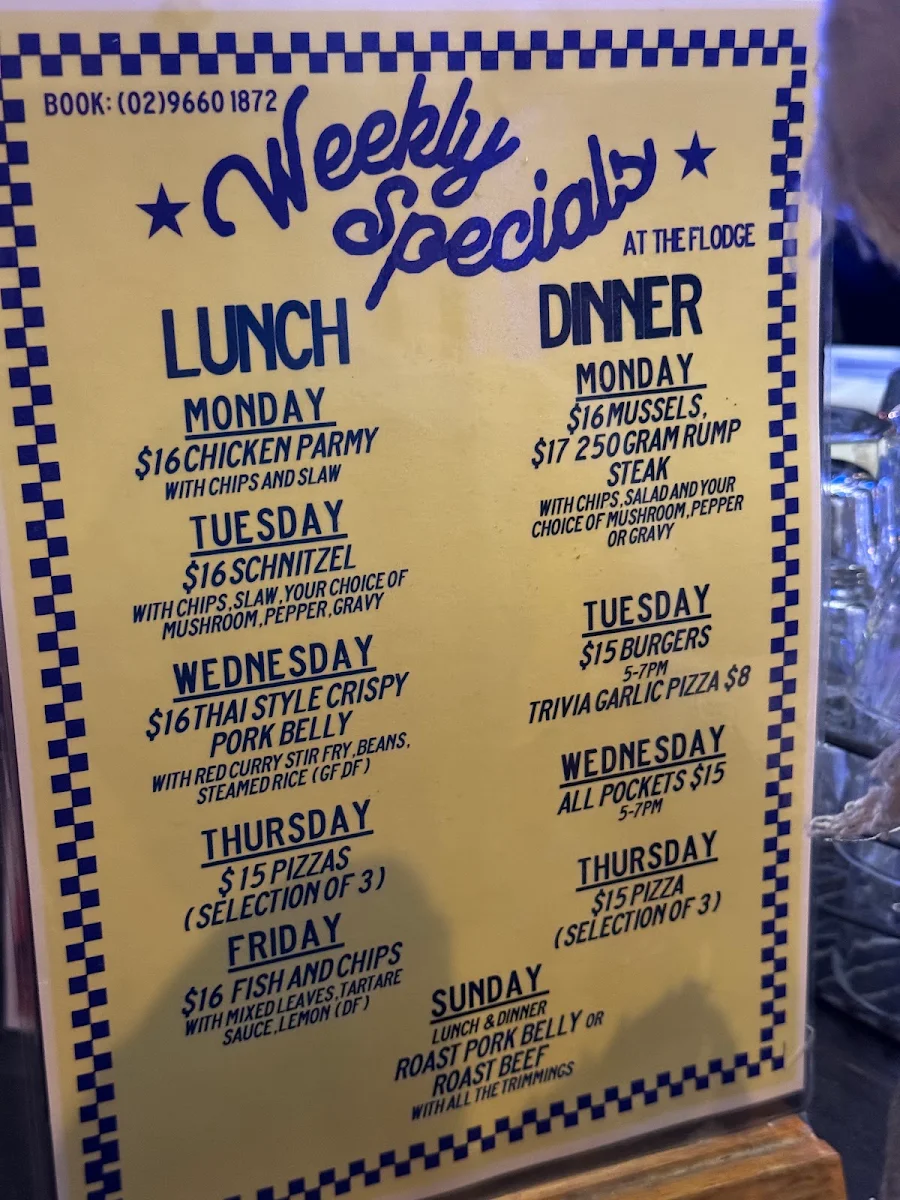 Menu, Forest Lodge Hotel