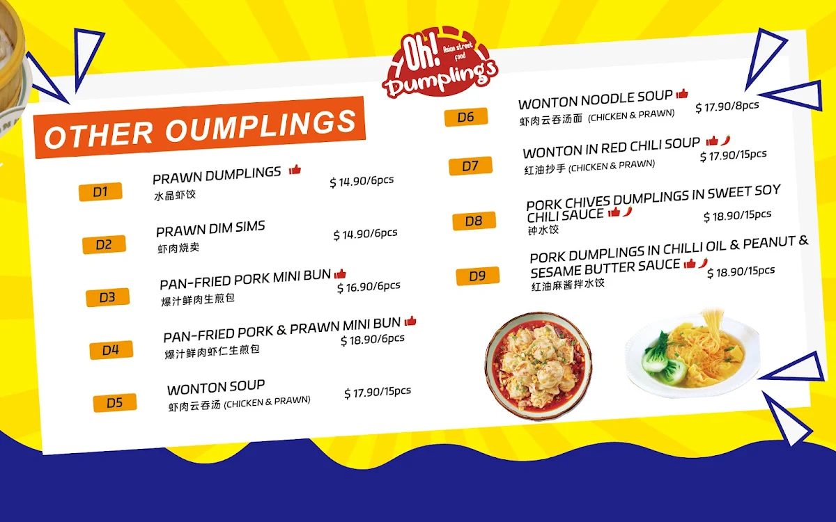 Menu, Oh Dumplings