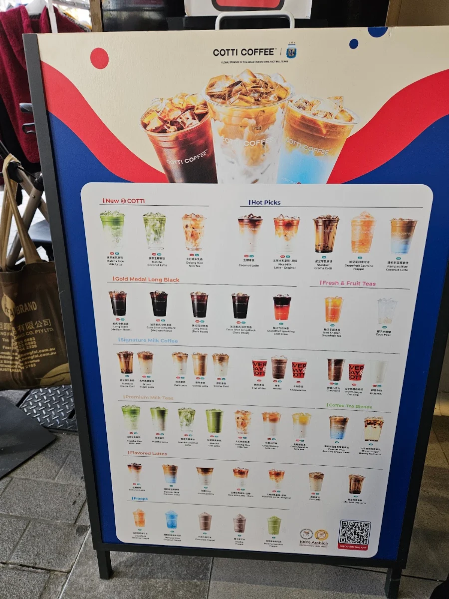 Menu, Cotti Coffee (Cabramatta)