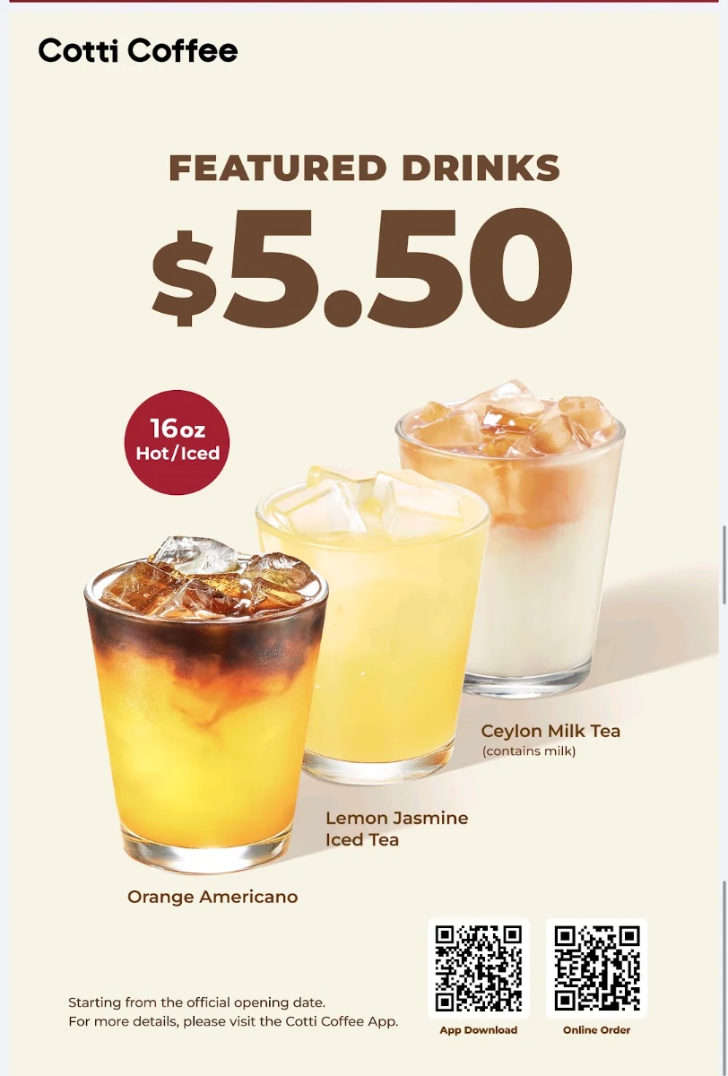 Menu, Cotti Coffee (Cabramatta)