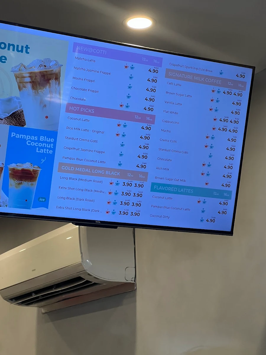 Menu, Cotti Coffee (Cabramatta)