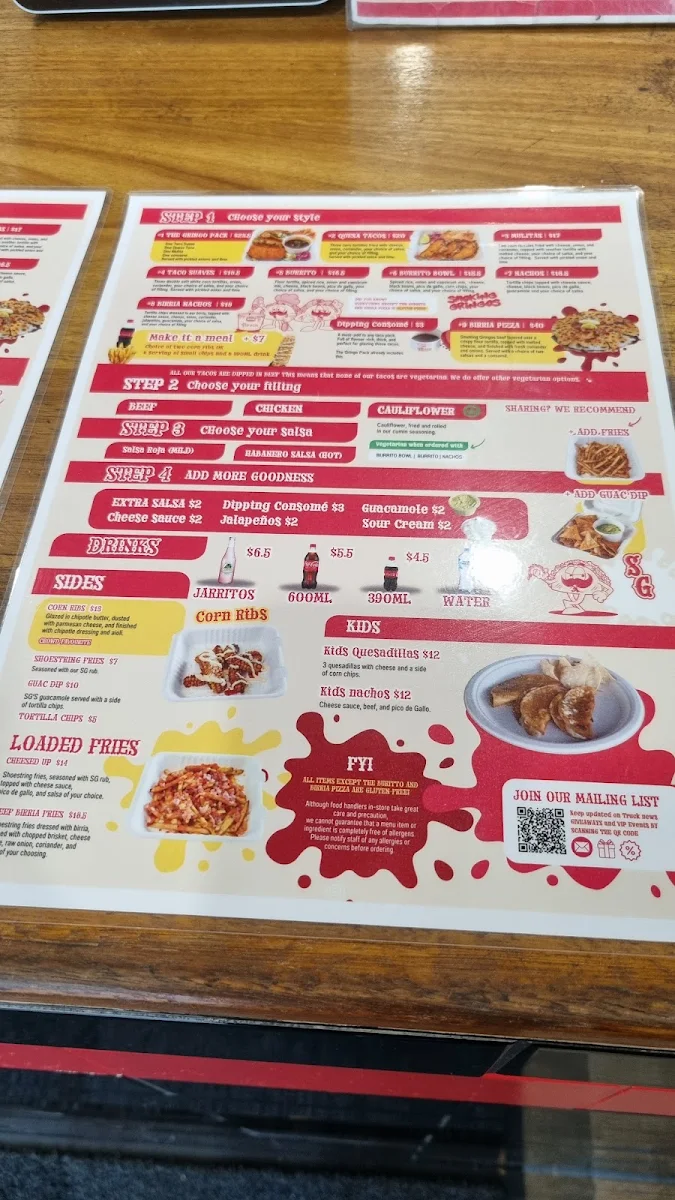 Menu, Smoking Gringos