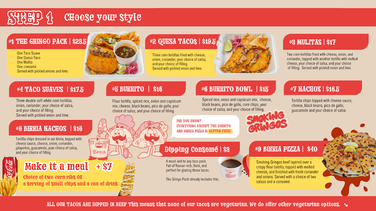 Menu, Smoking Gringos