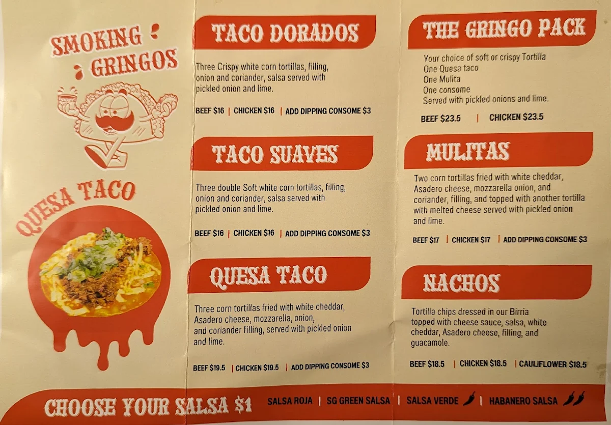 Menu, Smoking Gringos