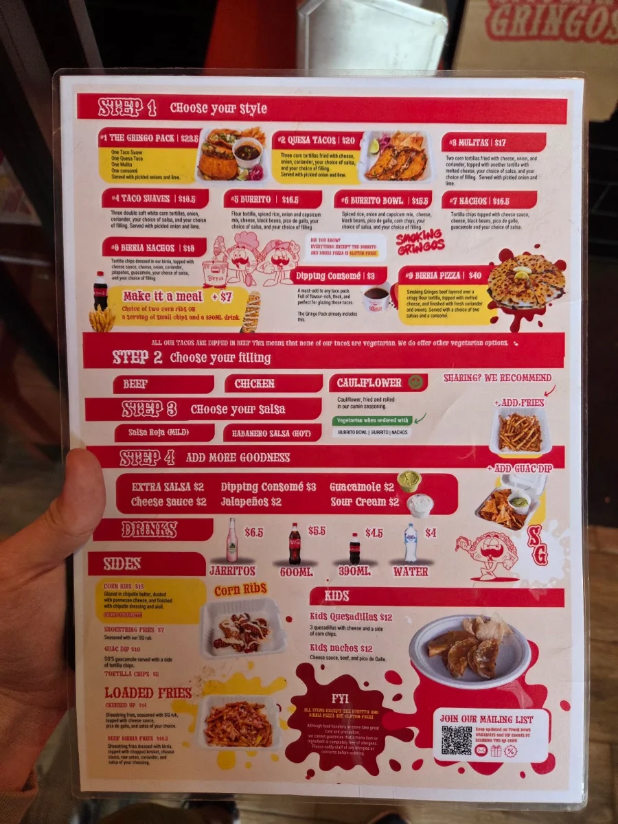 Menu, Smoking Gringos