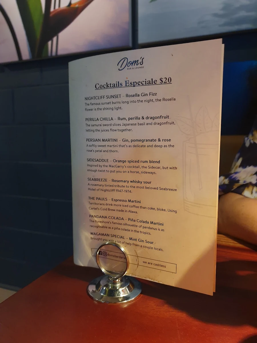 Menu, Rust Bar & Lounge