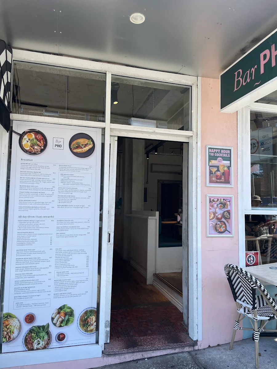 Menu, Bar Pho - Bondi