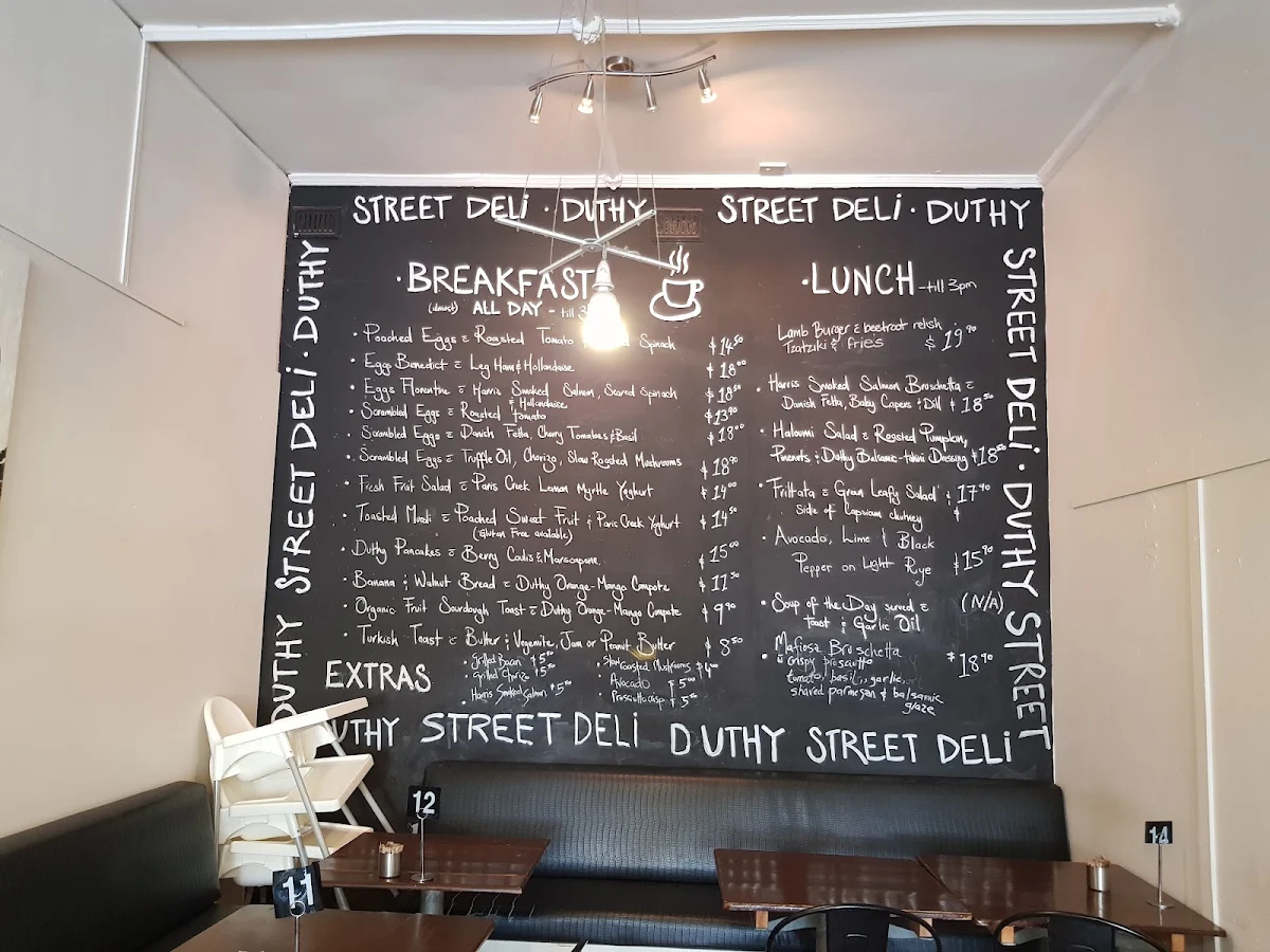 Menu, Duthy Street Deli Cafe