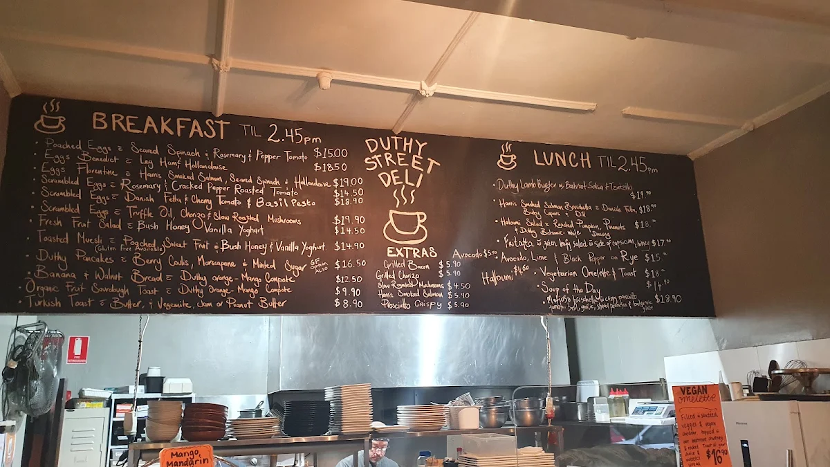 Menu, Duthy Street Deli Cafe