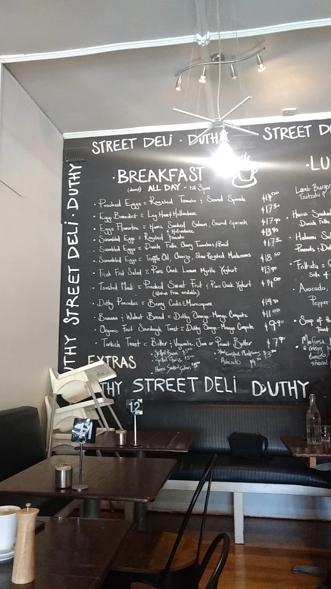 Menu, Duthy Street Deli Cafe