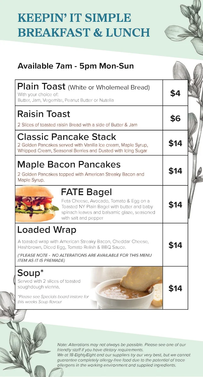 Menu, 18-EightyEight
