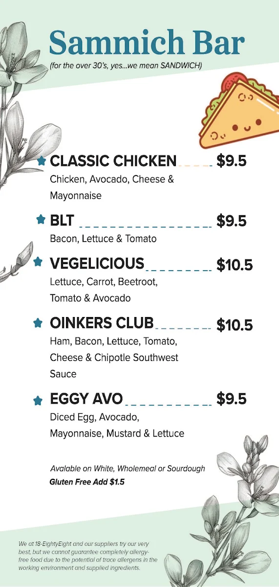 Menu, 18-EightyEight