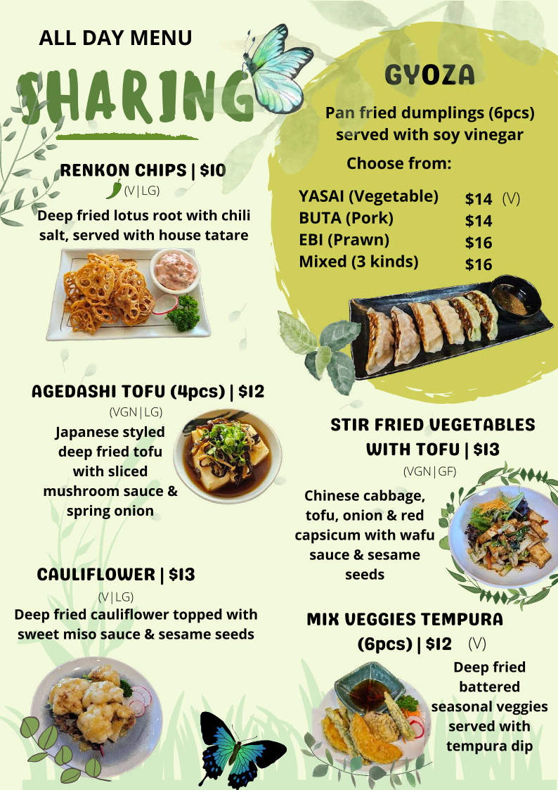 Menu, Hachi Kichi