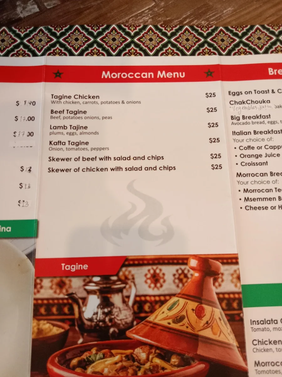 Menu, Sultano cafe