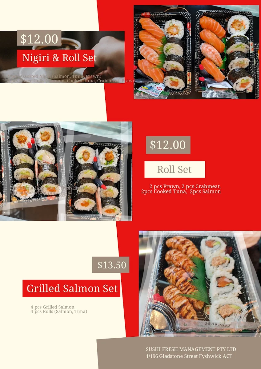 Menu, Sushi Fresh