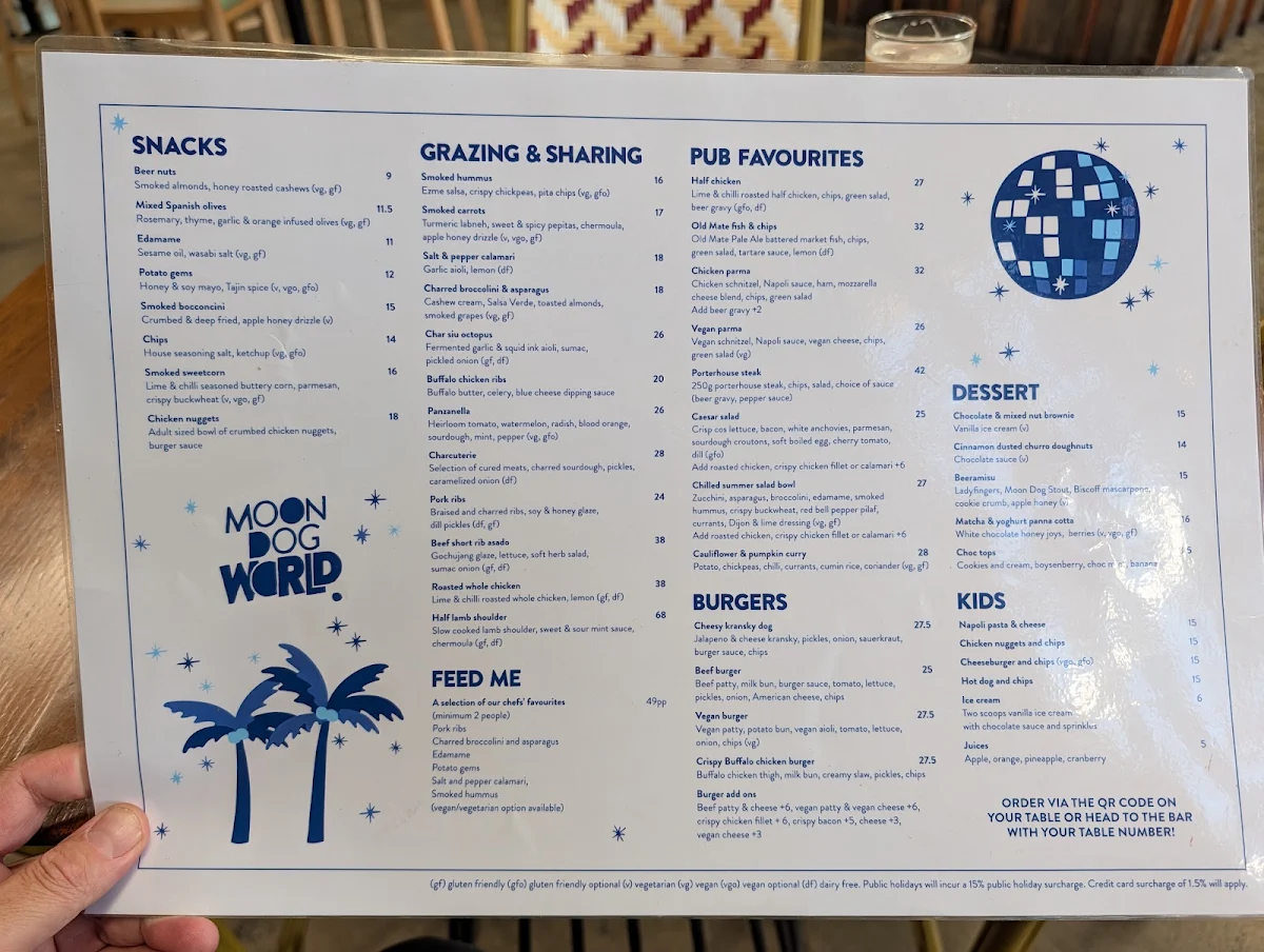 Menu, Moon Dog World
