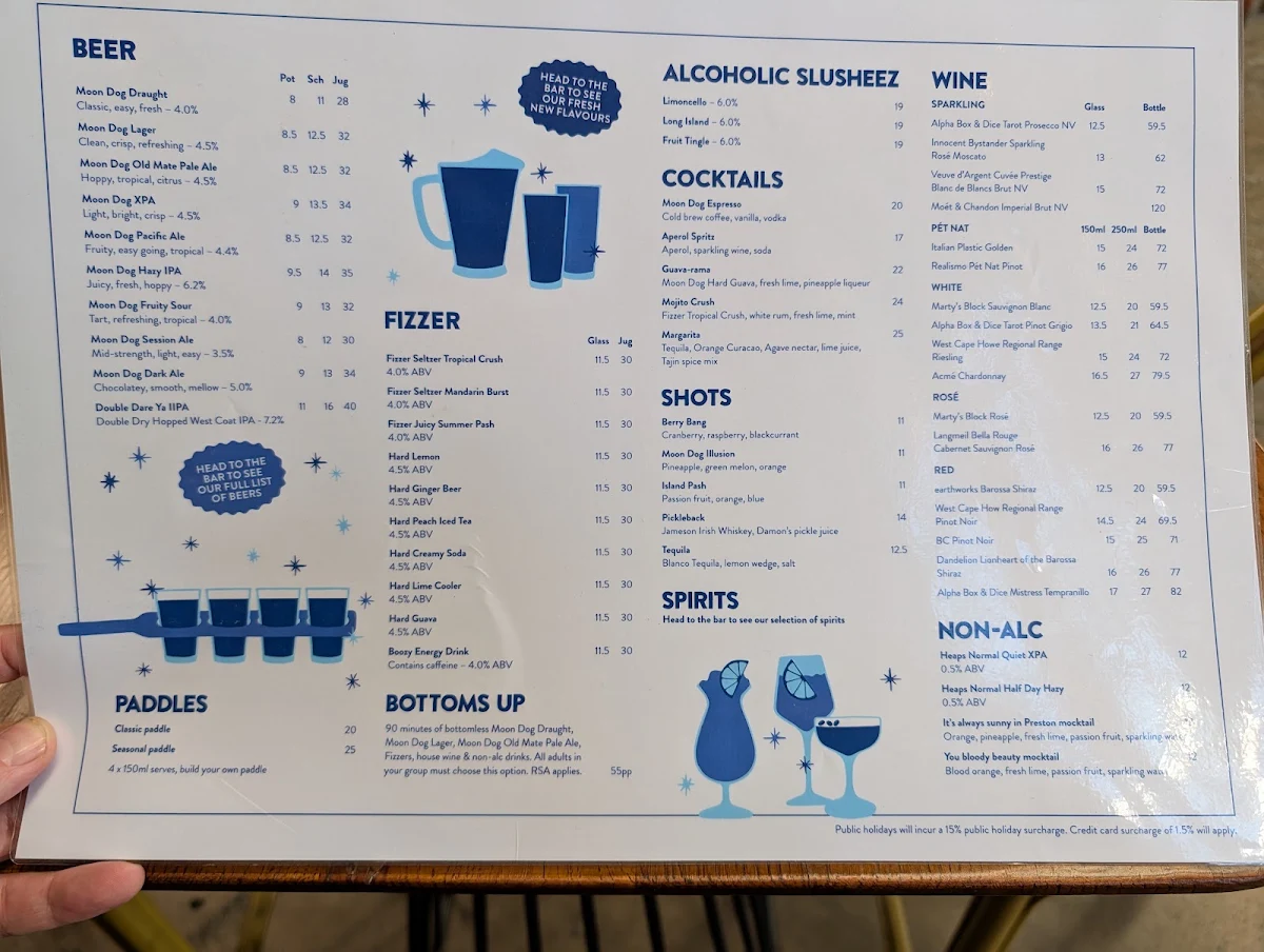 Menu, Moon Dog World