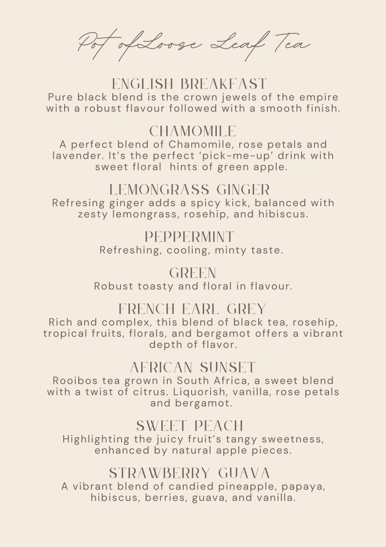 Menu, Collins Coffee House