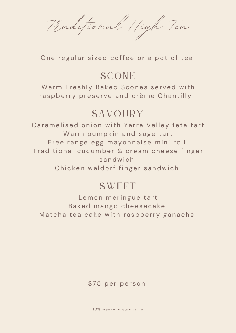 Menu, Collins Coffee House