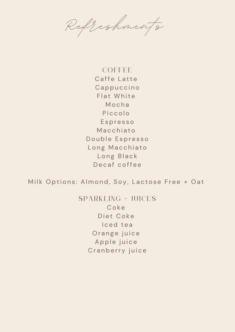 Menu, Collins Coffee House
