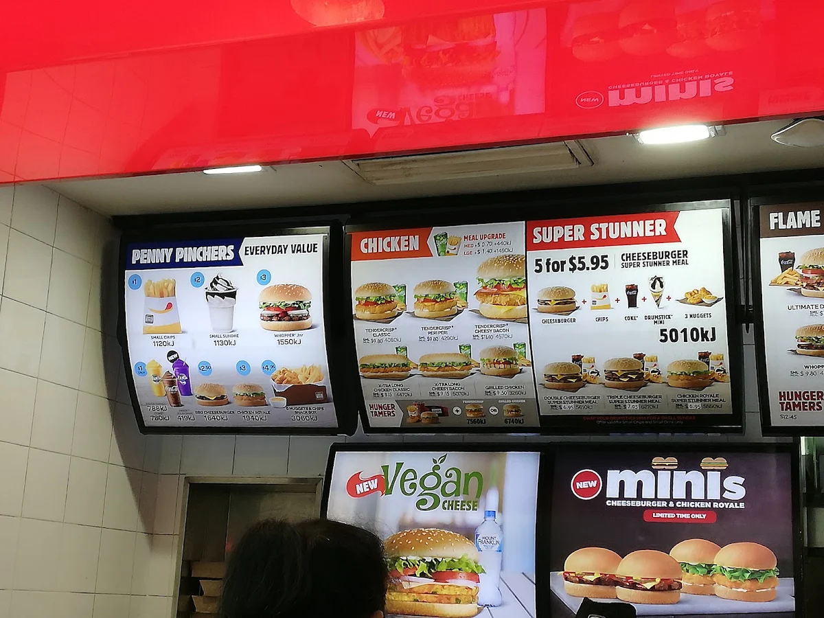 Menu, Hungry Jack's Burgers Darlinghurst