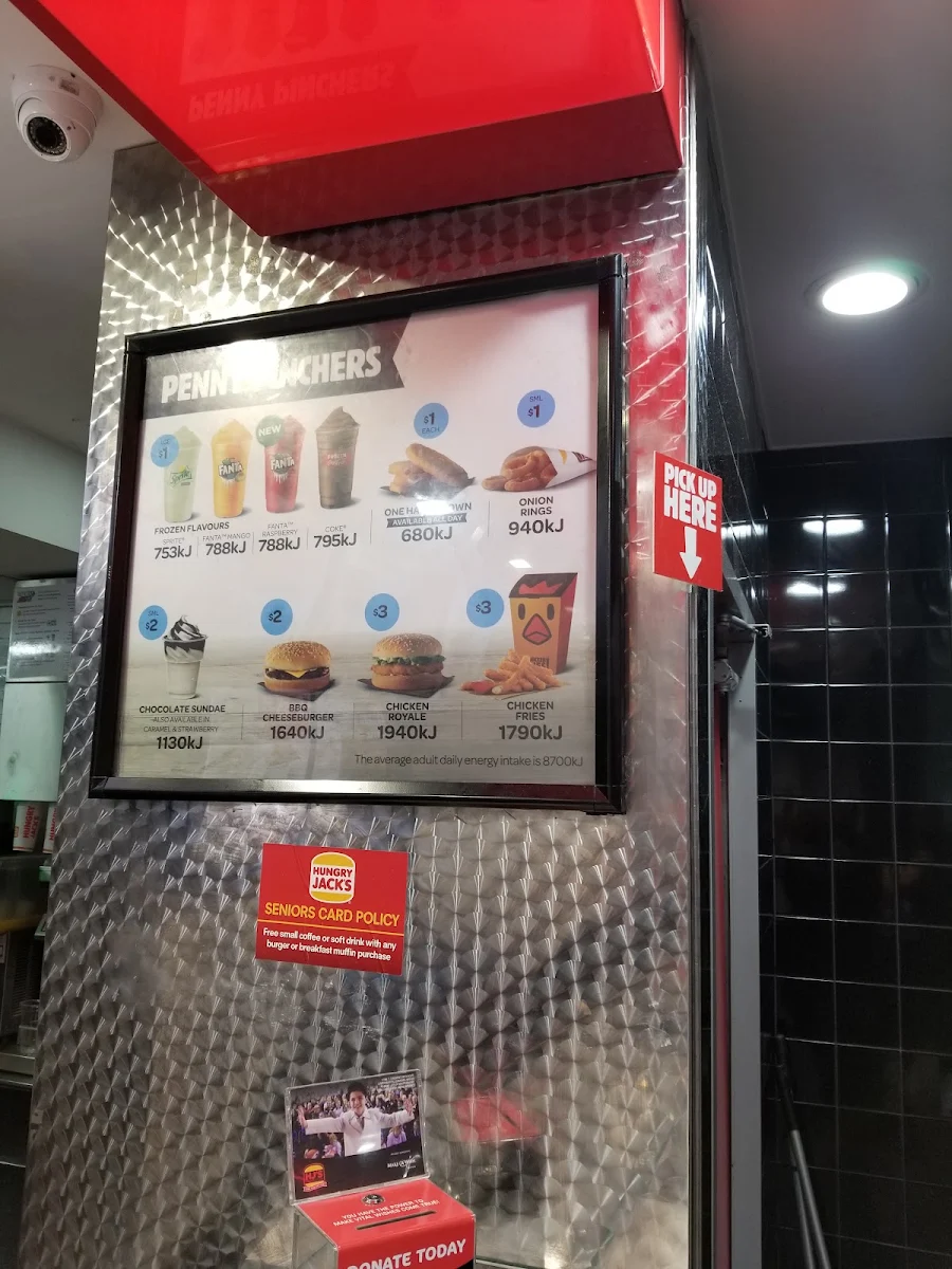 Menu, Hungry Jack's Burgers Darlinghurst
