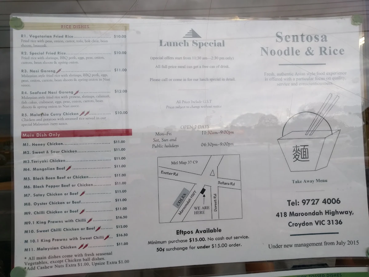 Menu, Sentosa Noodle House