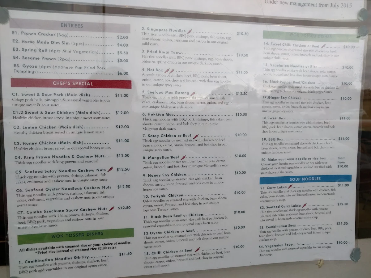 Menu, Sentosa Noodle House