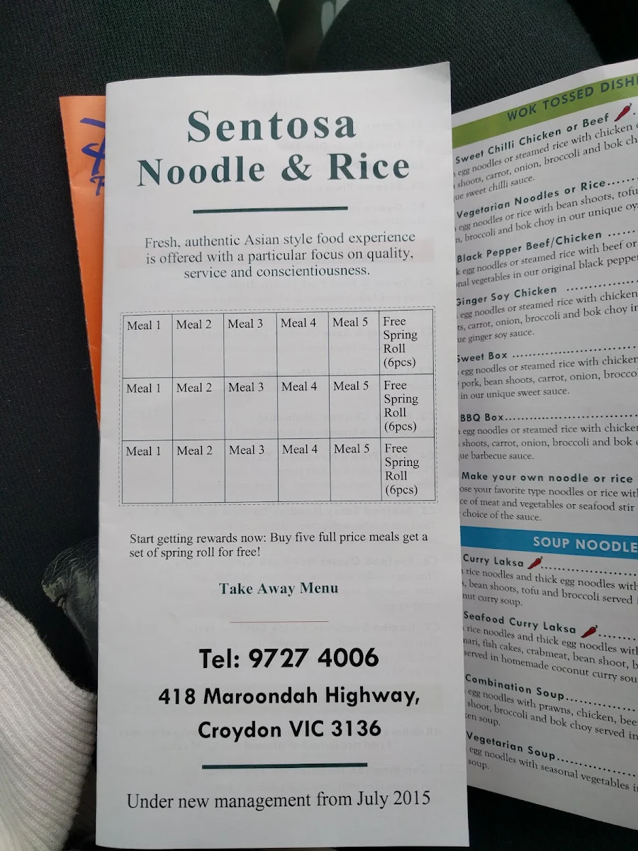 Menu, Sentosa Noodle House