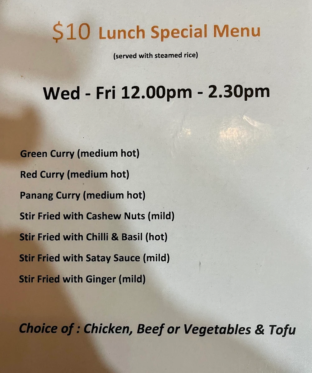 Menu, Kala Thai