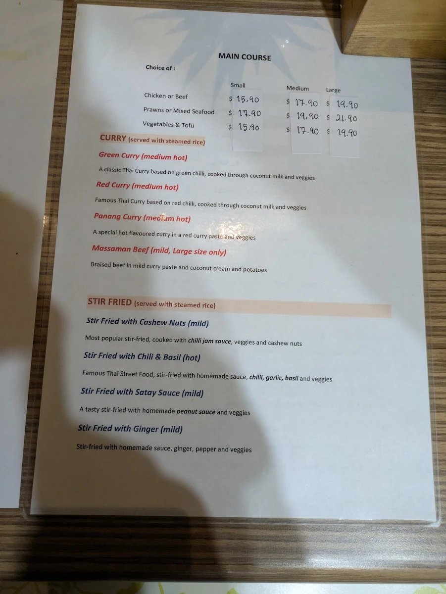 Menu, Kala Thai