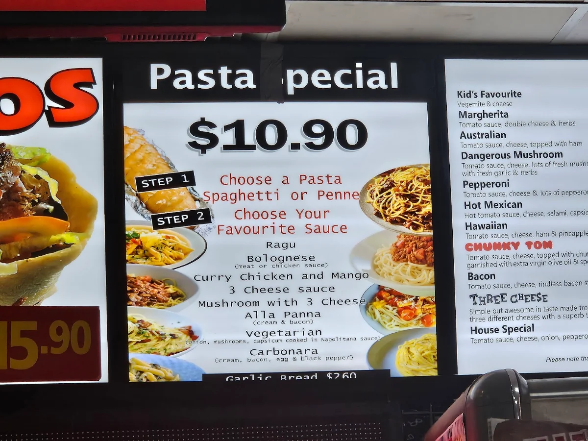 Menu, Australia's Pizza House Hindley Street
