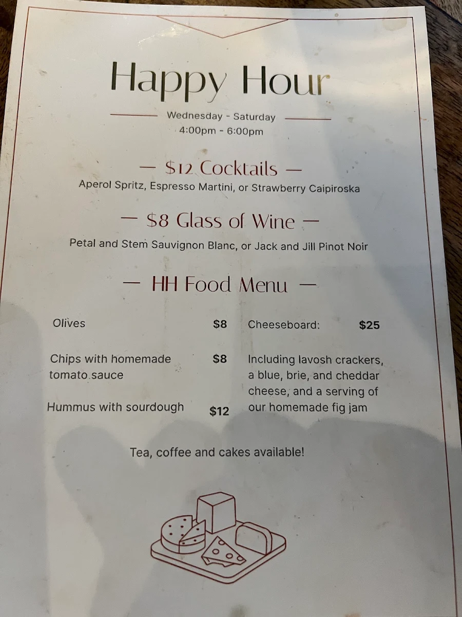 Menu, Cafe Patina