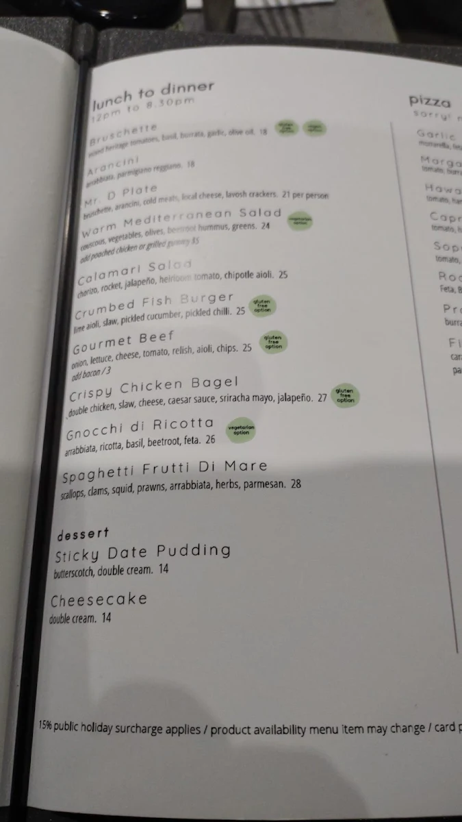 Menu, Mr D Food and Coffee