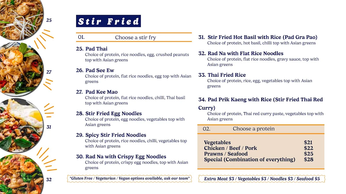 Menu, Eden Tasty Thai Food