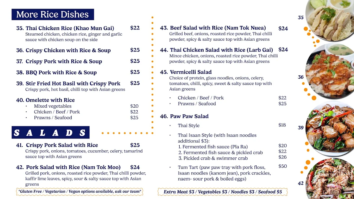 Menu, Eden Tasty Thai Food