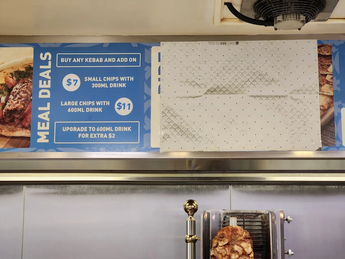 Menu, Aria Kebab & Cafe and pizza