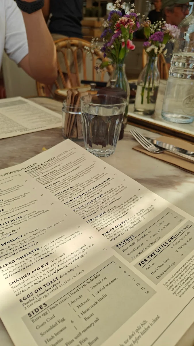 Menu, Flower Child Cafe Warringah
