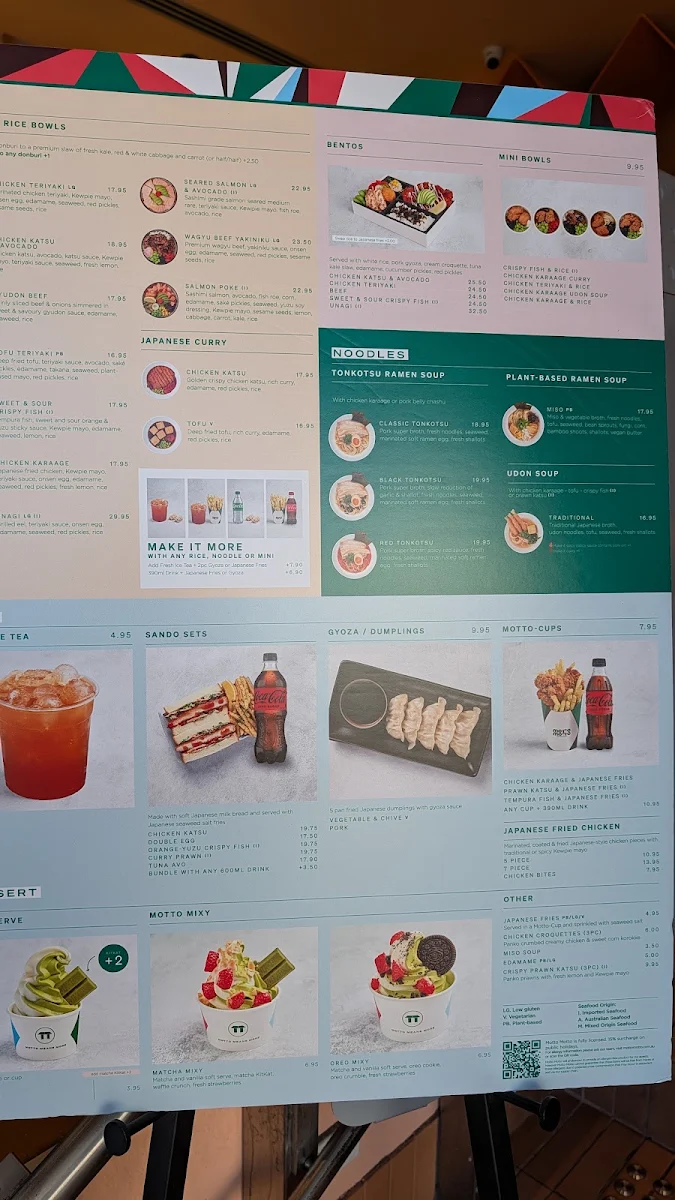 Menu, Motto Motto Japanese Kitchen - Randwick