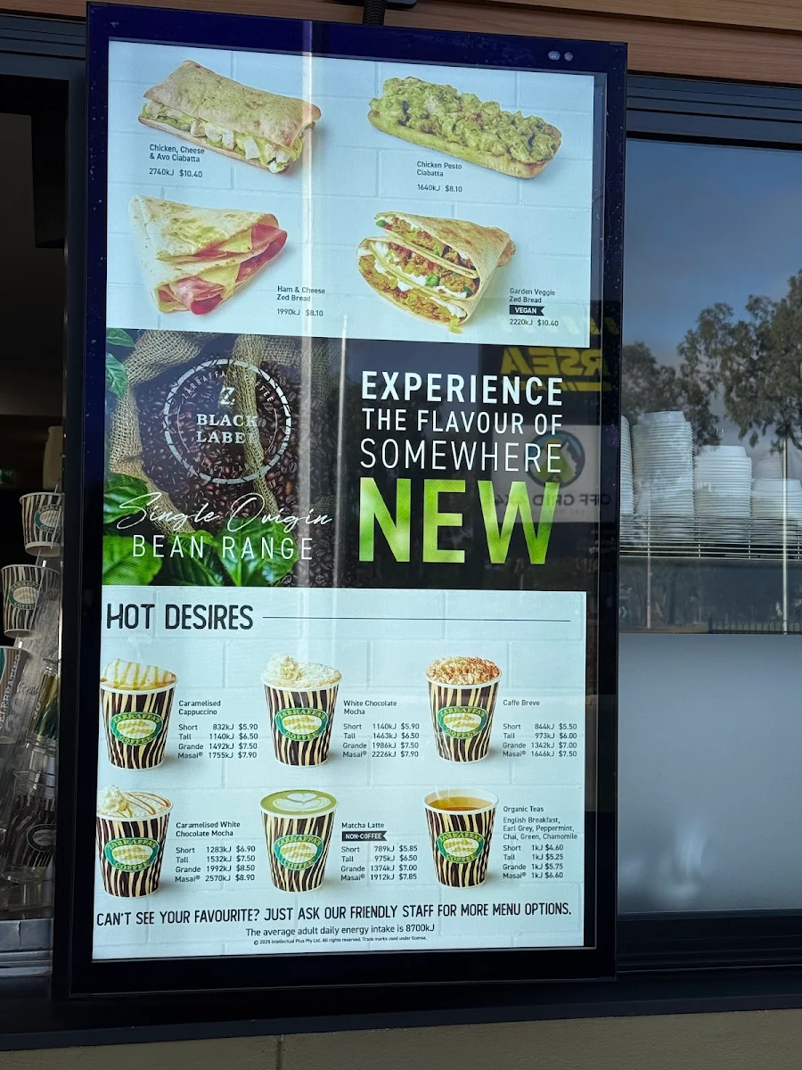 Menu, Zarraffa's Coffee Munno Para