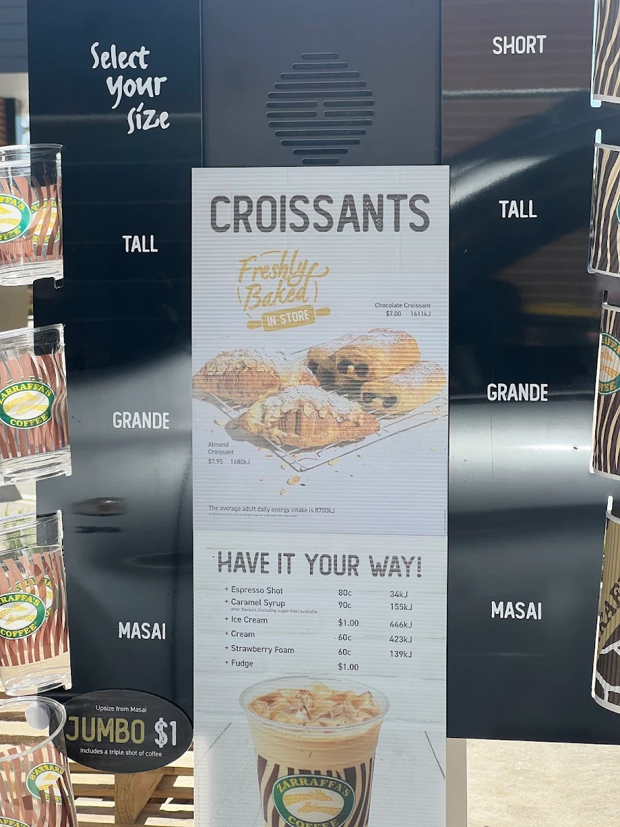 Menu, Zarraffa's Coffee Munno Para