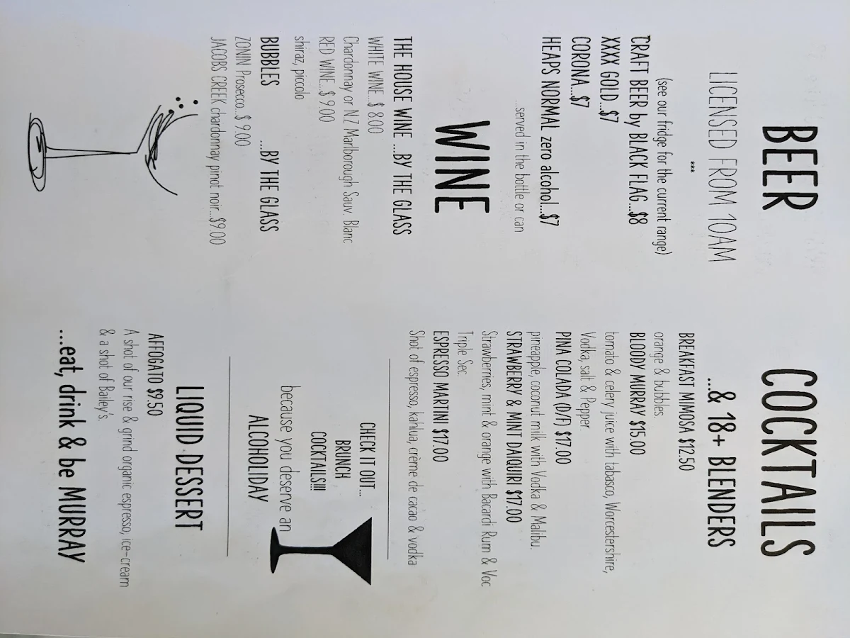 Menu, SIP Maroochydore
