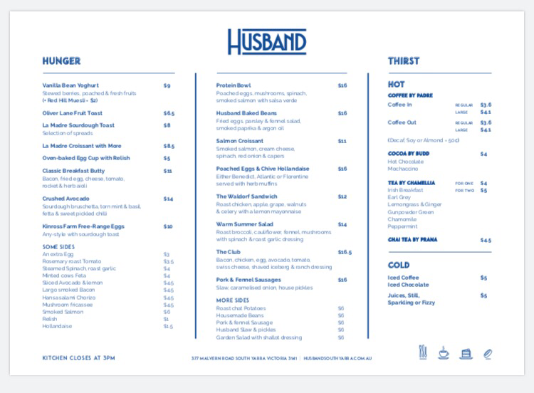 Menu, Husband